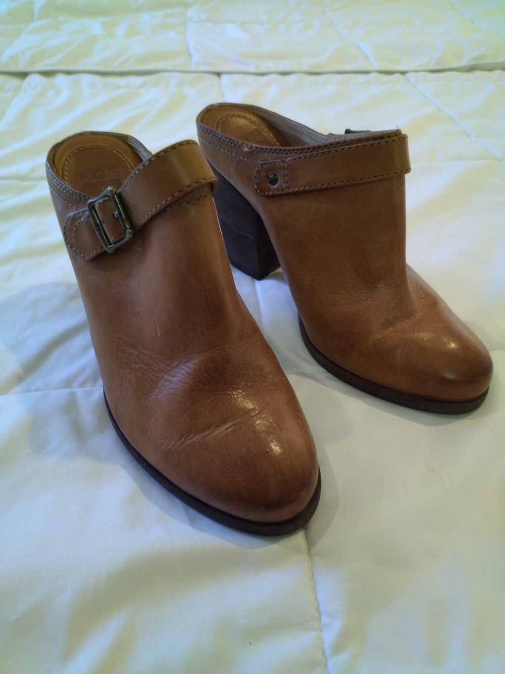 FRYE Tan Leather Patty Slingback Clog Women's Mule Heel